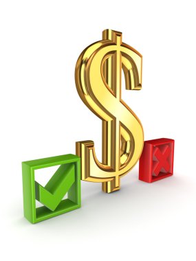 dolar işareti kene ve çarpı işareti.
