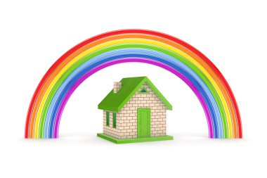 Rainbow and small house. clipart