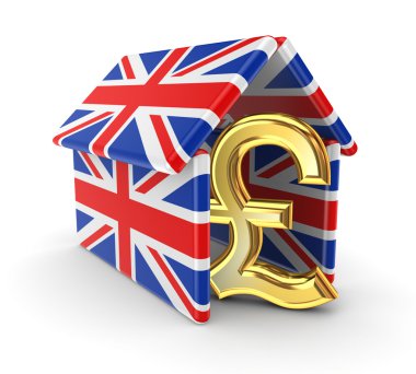 İngiliz bayrakları altında pound sterling.