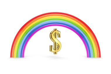 gökkuşağı ve dolar işareti.