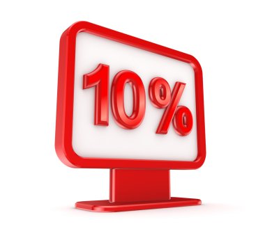 Red lightbox with a signature 10%.