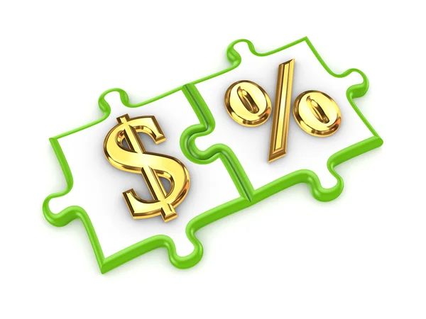 Puzzles with dollar and percents symbols. — Stock Photo, Image