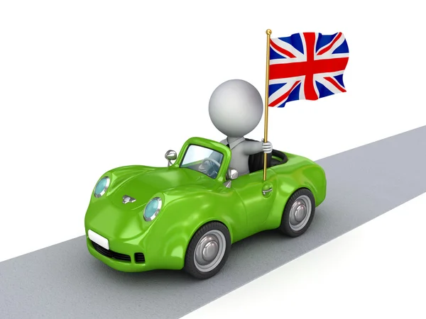 英国の旗を持つスモールカー. — ストック写真