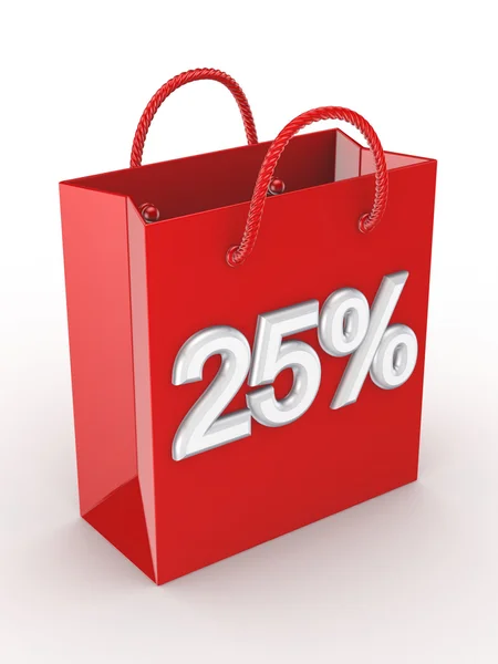 La bolsa roja etiquetada "25% ". —  Fotos de Stock