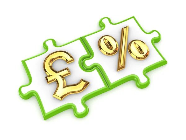 Puzzles with pound sterling and percents symbols. — Stock Photo, Image