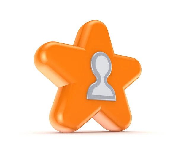 Estrella naranja con un icono de contactos blancos . —  Fotos de Stock