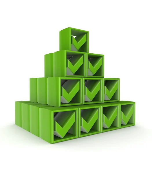 Pyramid av gröna skalstreck. — Stockfoto