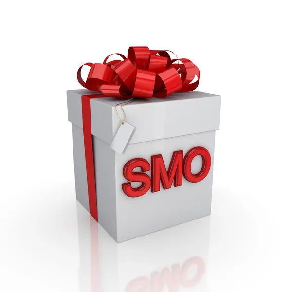 Caja de regalo con firma SMO . — Foto de Stock