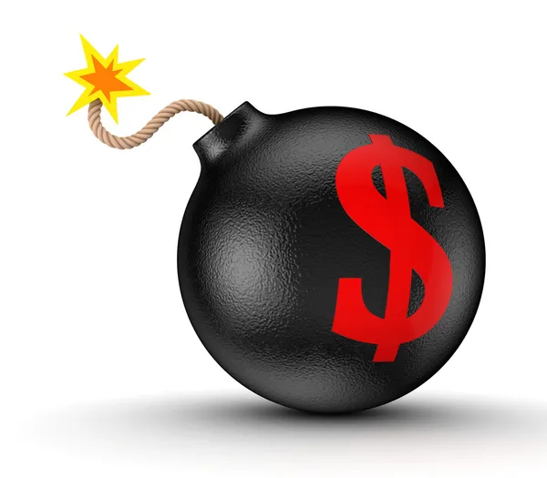Dollar sign on a black bomb. — Stock Photo, Image