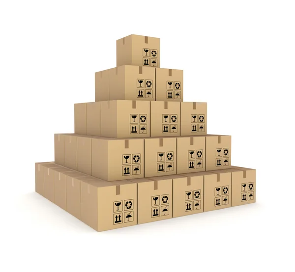 Piramide fatta di scatole di cartone . — Foto Stock
