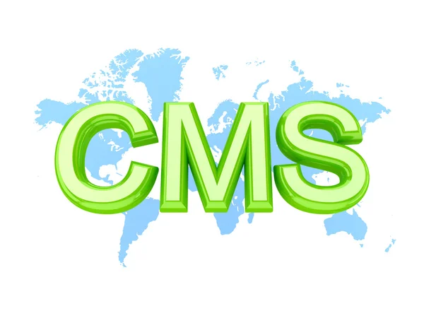 Green word CMS and world 's map . — стоковое фото