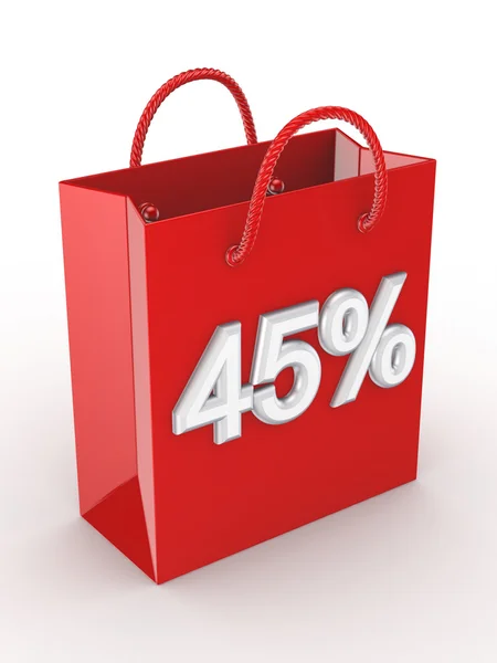 La bolsa roja etiquetada "45% ". —  Fotos de Stock