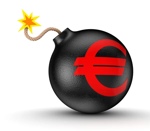 Eurosymbool op een zwarte bom. — Stockfoto