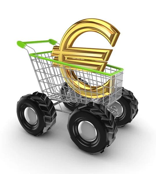Euro-Zeichen im Einkaufswagen. — Stockfoto