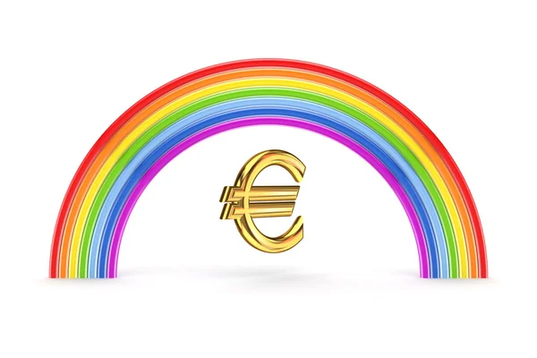 Rainbow och euron tecken. — Stockfoto