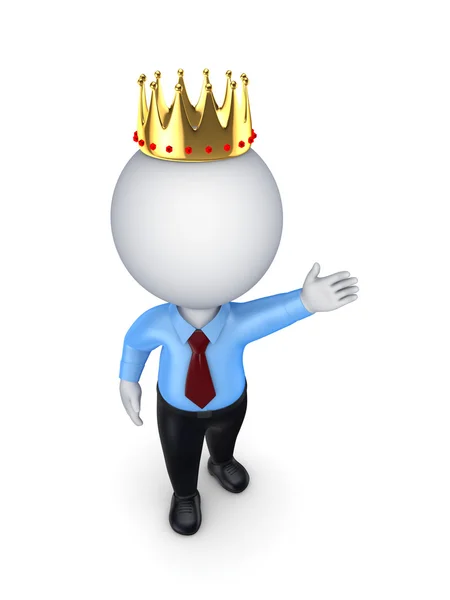 3d small person in a golden crown. — Stock Photo, Image