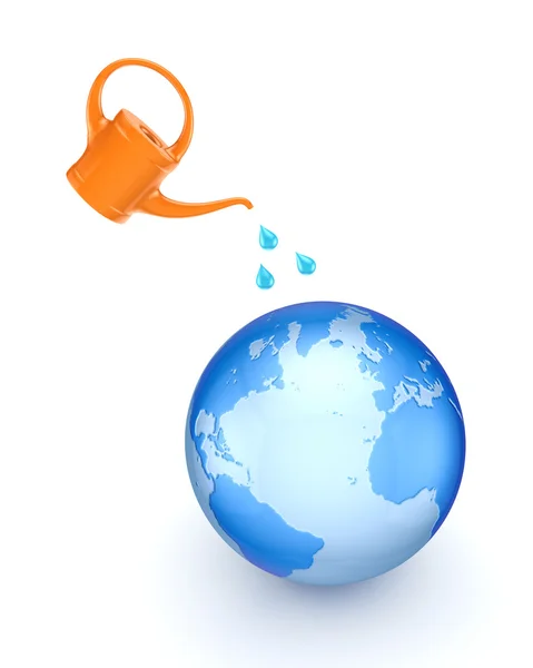 Orange bailer and big globe. — Stock Photo, Image