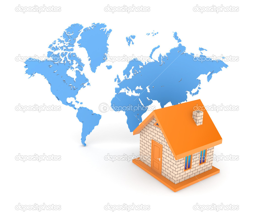 3d small house against map of the world. Stock Photo by ©rukanoga 13603314