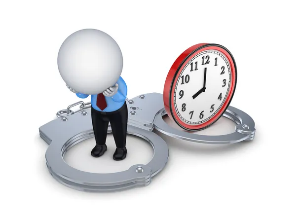 3D küçük kişi, kelepçe ve kırmızı izle.