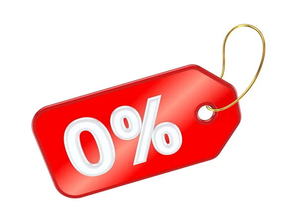 Red tag 0%. — Stock Photo, Image