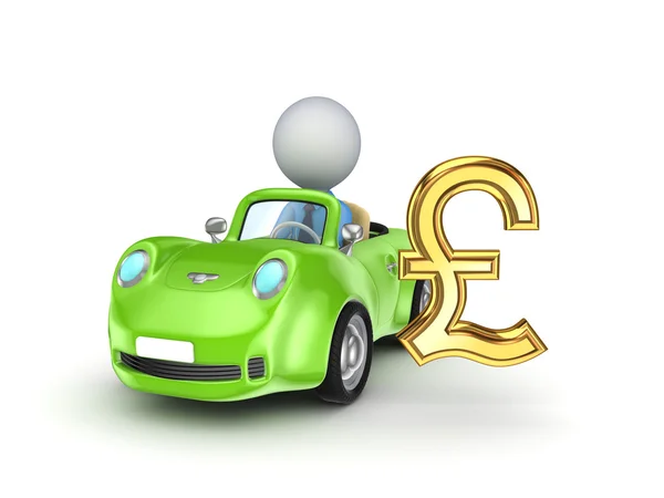 Small car and golden pound sterling sign. — Stock Photo, Image