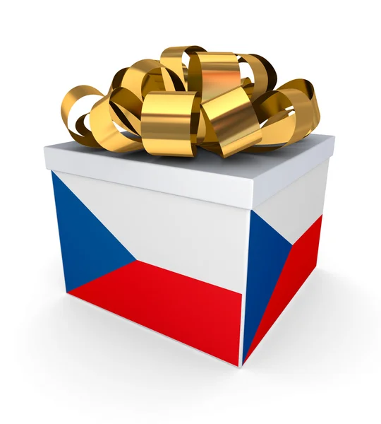 Flag of Czech Republic on a giftbox. — Stock Photo, Image