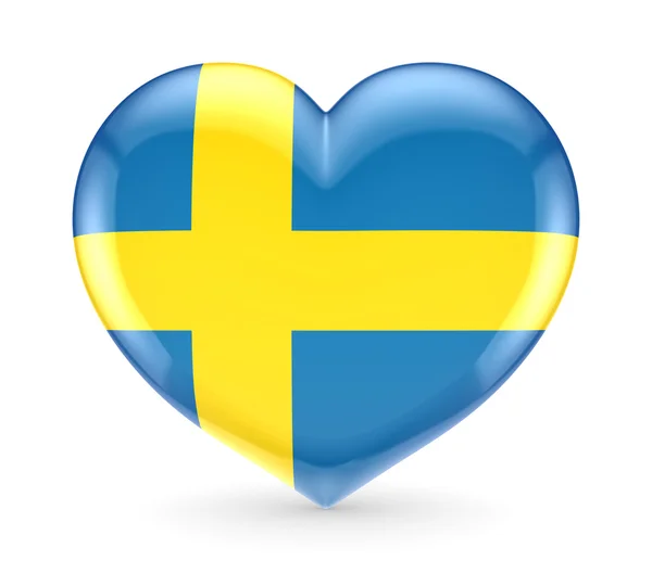 Zweedse vlag op een hartsymbool. — Stockfoto