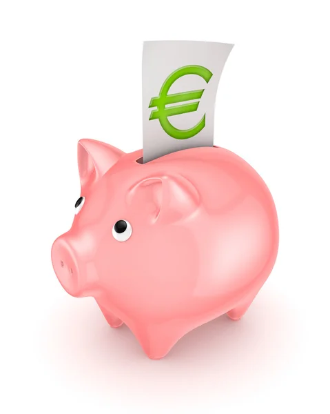 Piggy bank en een symbool van de euro. — Stockfoto