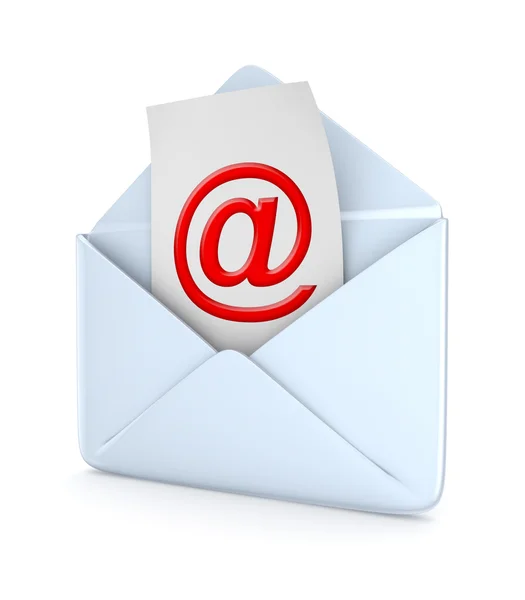 Envelope with a red AT symbol. — Stock Photo, Image