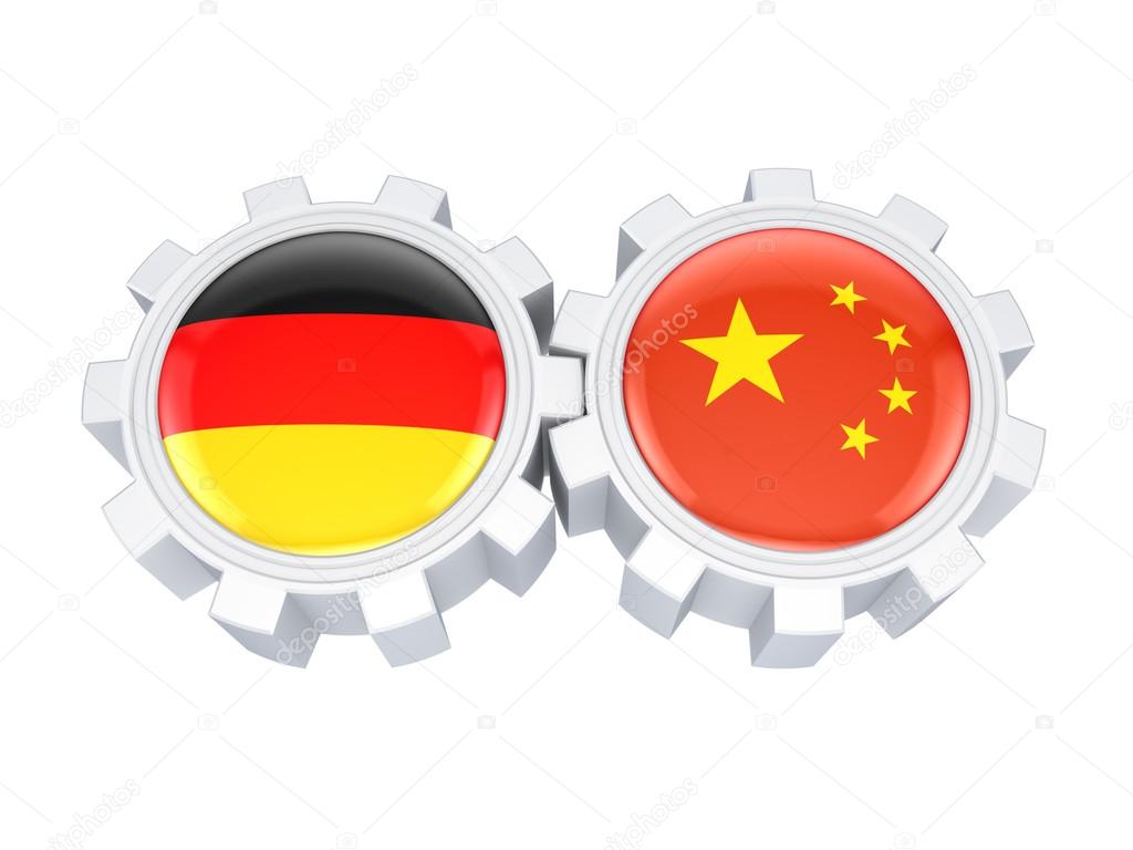 德国和中国国旗齿轮 图库照片 C Rukanoga