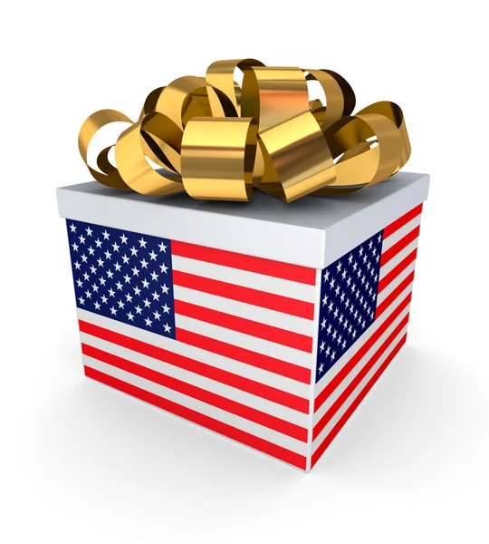 Giftbox with american flag. — Stock Photo, Image