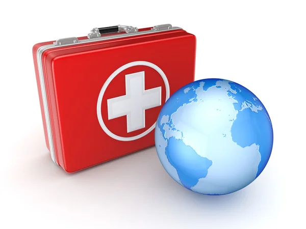 Medical suitcase and Earth. — Stock Photo, Image