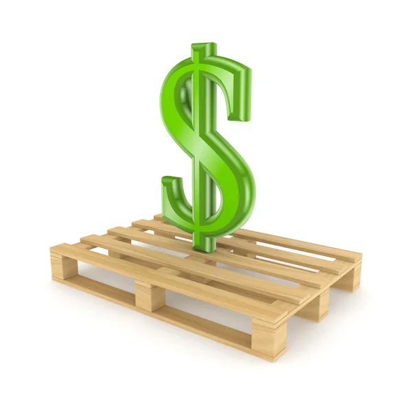 Sign of dollar on pallet. — Stock Photo, Image