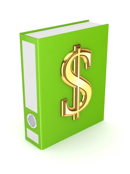 Green folder with golden symbol of dollar. — Stock Photo, Image