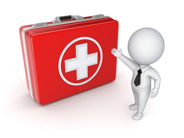 Medische koffer en 3D-kleine persoon. — Stockfoto