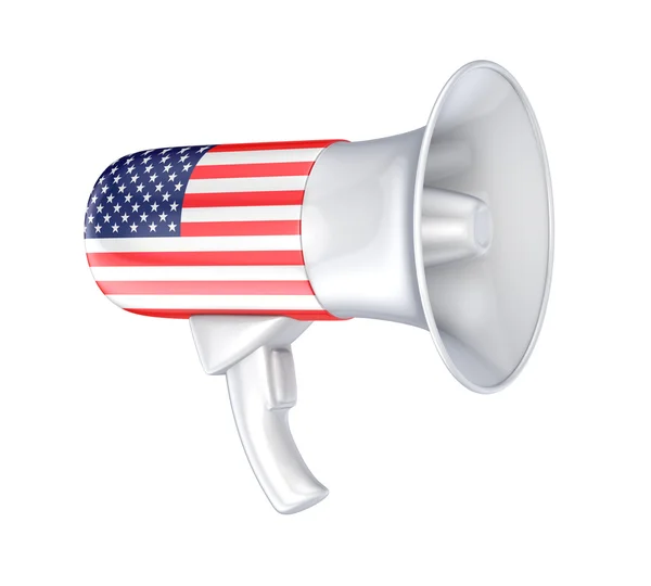 Loudspeaker with american flag. — Stock Photo, Image