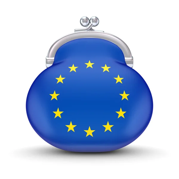 Vlajka EU na peněženku. — Stock fotografie