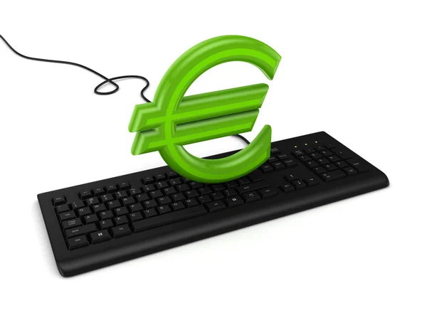 Teken van de euro op een toetsenbord. — Stockfoto