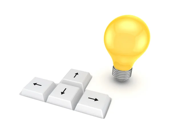 Клавиатурные кнопки и символ лампы . — стоковое фото
