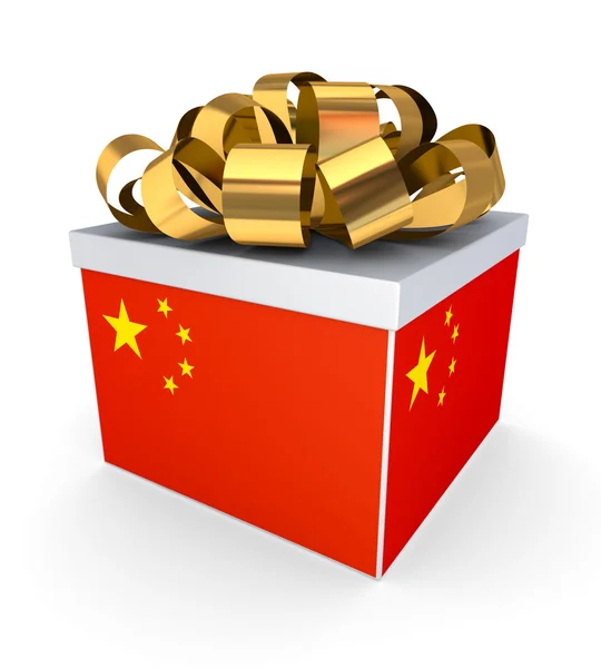 Giftbox with chinese flag. — Stock Photo, Image