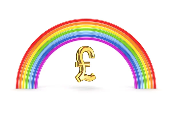 Regenbogenzeichen und Pfund Sterling. — Stockfoto