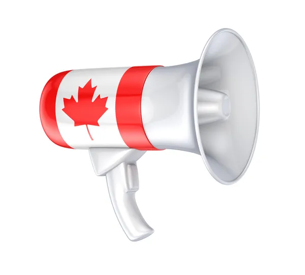Altavoz con bandera canadiense . —  Fotos de Stock
