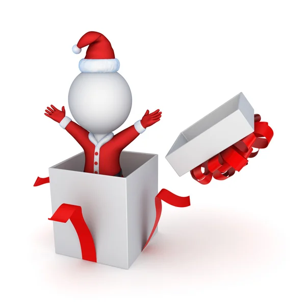 Santa i en presentkartong. — Stockfoto