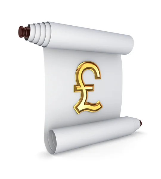 Ancient scroll with pound sterling sign. — Stock Photo, Image