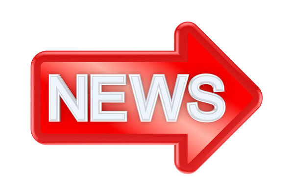 Red arrow with a word NEWS.