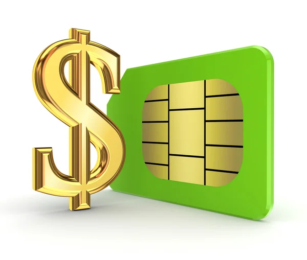 Segno di dollaro e sim card . — Foto Stock