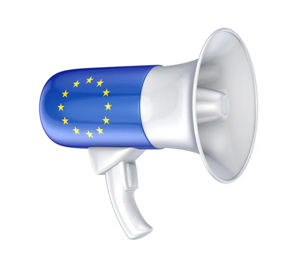 Loudspeaker with EU flag. — Stock Photo, Image