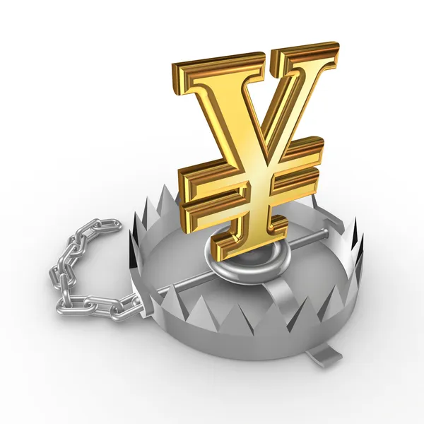 Symbole de yen dans un piège . — Photo