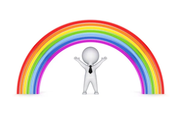 虹と幸せな 3 d の小さい人. — ストック写真