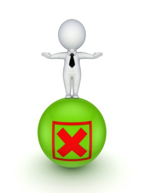 3D küçük insan üzerinde haç işareti ile bir top.